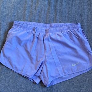 Nike Women's Dri Fit Running Shorts with Brief Liner Sz M, Lavender